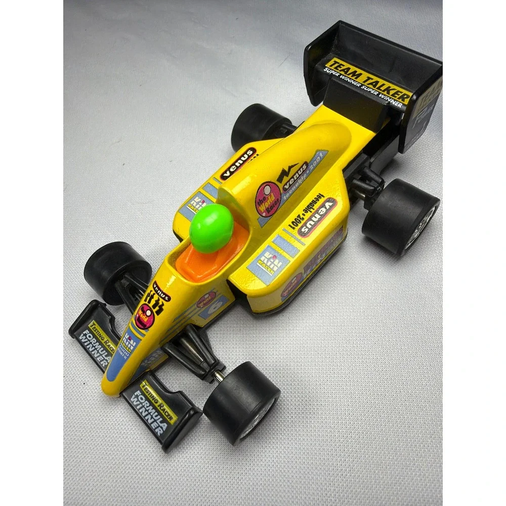 Vintage Team Talker Venus Formula 1 Race Car Toy Kids Yellow‎ PlasticRare Y2K